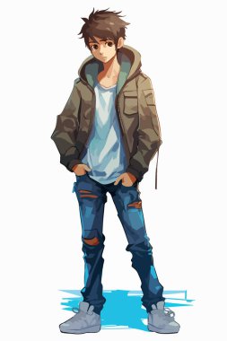 boy dressed in a casual clothes, vector illustration  clipart