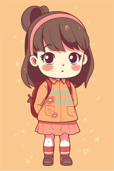 Zeichentrick Asiatische Kleine Mädchen Rosa Kleidung — Stockvektor