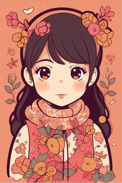 Красивая Девушка Осенней Одежде — стоковый вектор