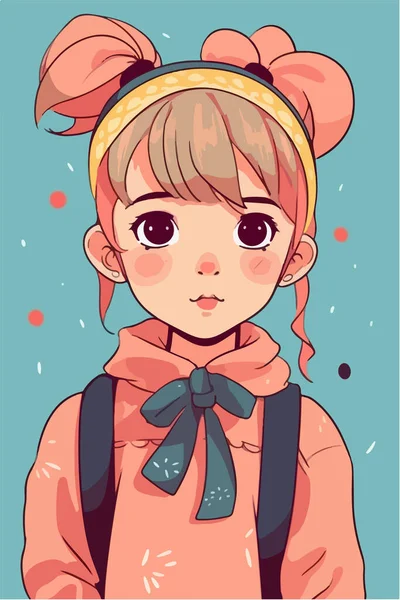 Cute Little Girl Autumn Clothes Illustration Vector — Stock Vector