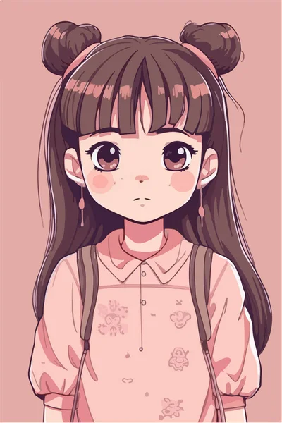 Meisje Anime Manga Stijl Vector Illustratie — Stockvector