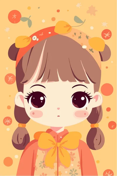 Japońska Dziewczyna Jesiennych Liści — Wektor stockowy