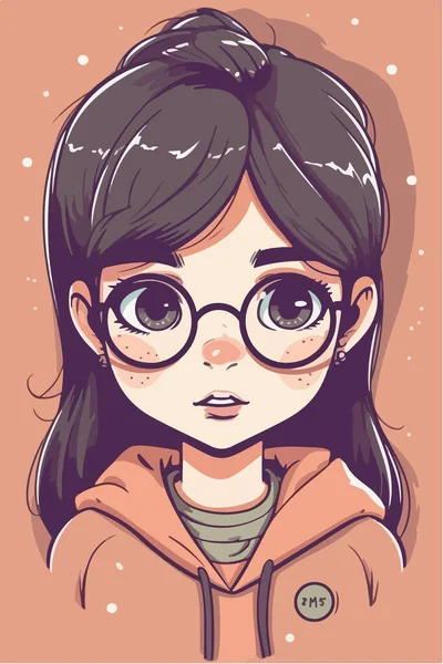 Κορίτσι Γυαλιά Εικονογράφηση Διανύσματος — Διανυσματικό Αρχείο