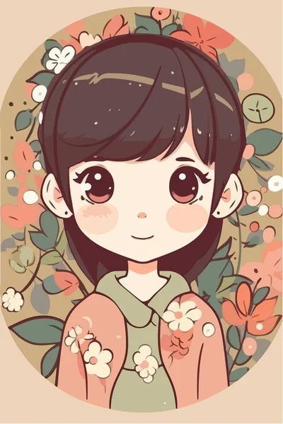 美しいアジア系の女の子 かわいい漫画イラスト — ストックベクタ