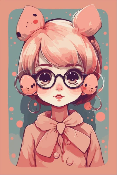 Cute Girl Glasses — Stock Vector