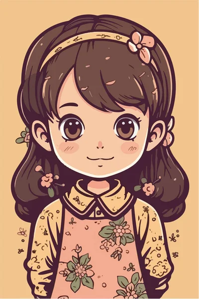 Χαριτωμένο Κορίτσι Floral Μοτίβο — Διανυσματικό Αρχείο