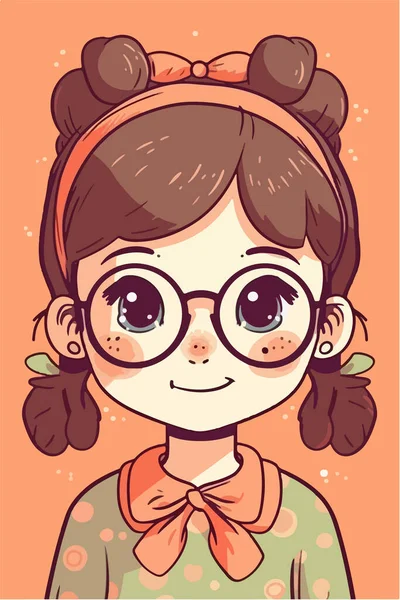 眼鏡をかけた漫画の女の子 — ストックベクタ