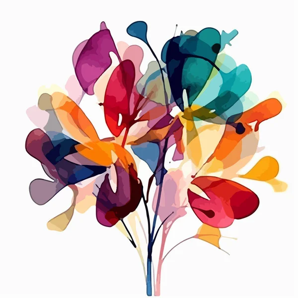 Fleur Abstraite Avec Feuilles — Image vectorielle