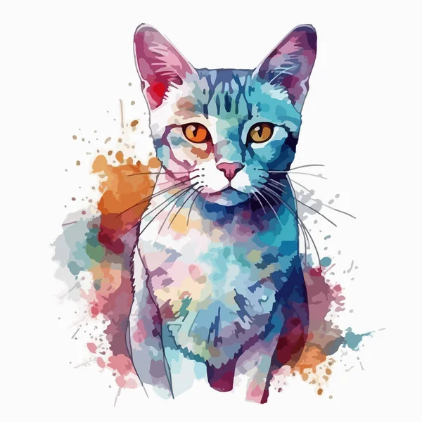 Cat Watercolor Style — Stock Vector
