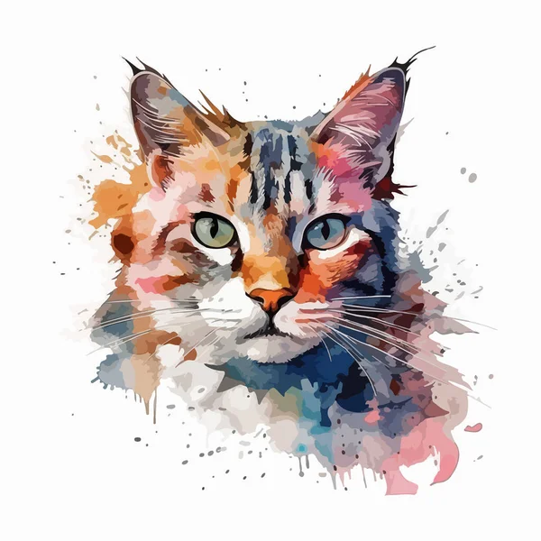 水彩手 猫のイラスト — ストックベクタ