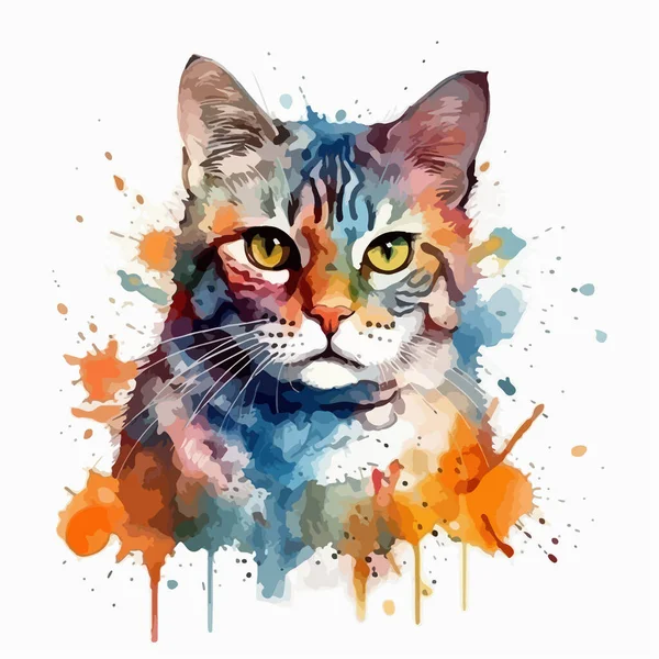 Ilustração Animal Desenhada Mão Aquarela Com Elementos Coloridos Abstratos Fundo —  Vetores de Stock