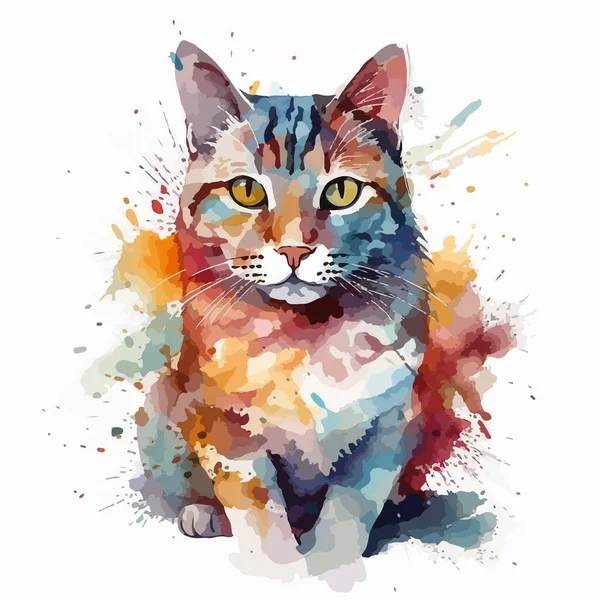 Aquarell Illustration Einer Katze — Stockvektor