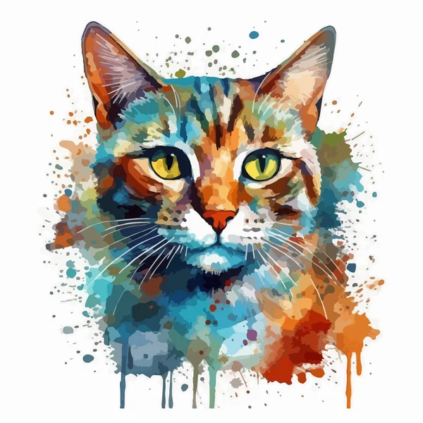 Katze Vektorgrafik Auf Aquarell Hintergrund — Stockvektor
