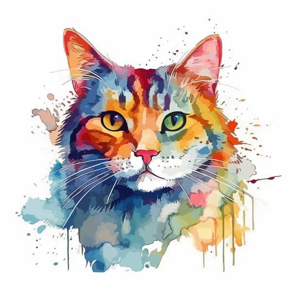 Kot Farbą Akwarelową — Wektor stockowy