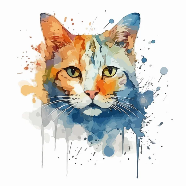 水彩猫 手描きイラスト — ストックベクタ