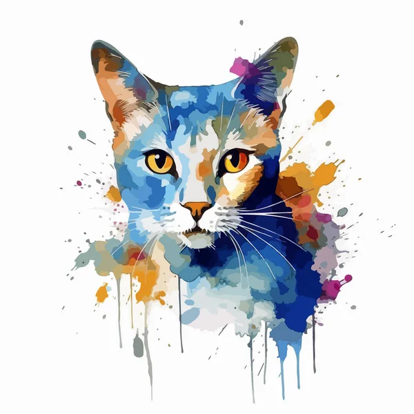 猫の水彩画のイラスト — ストックベクタ