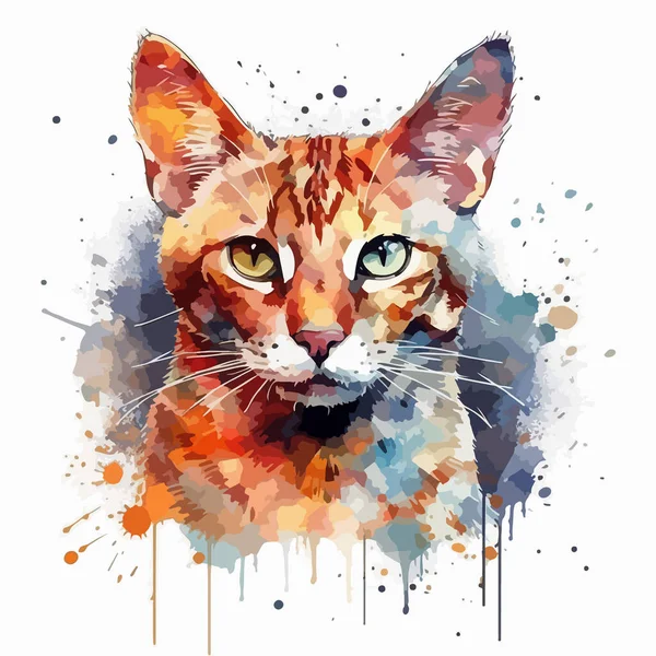 Katzenporträt Aquarellmalerei — Stockvektor