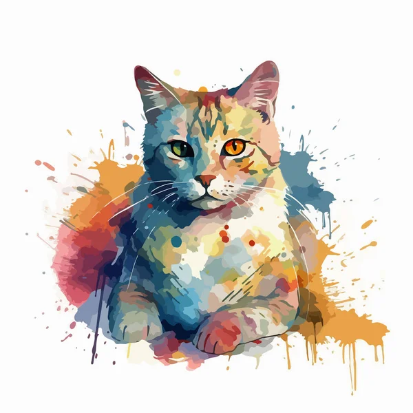 Akwarela Kot Stylu Art — Wektor stockowy