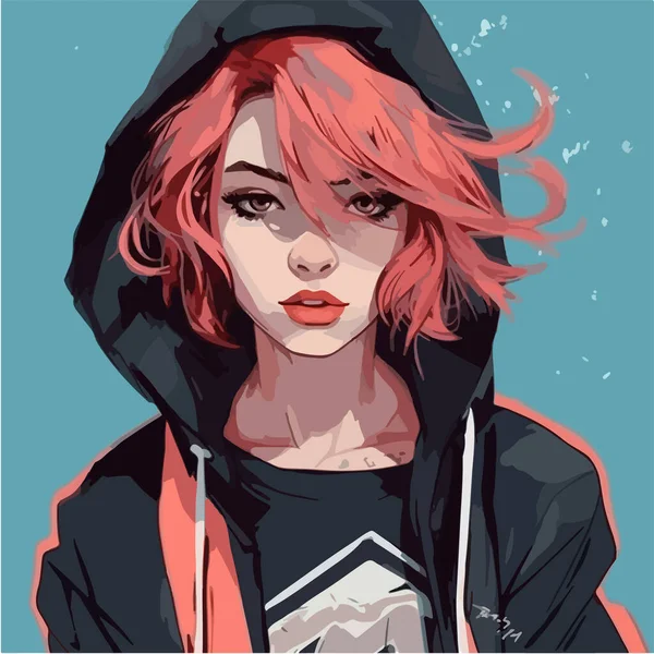 Porträt Eines Mädchens Mit Roten Haaren Vektorillustration — Stockvektor