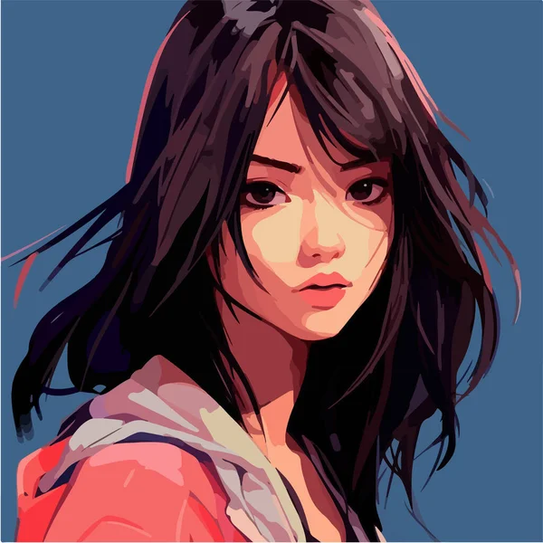 Portrait Asian Girl — Stock Vector