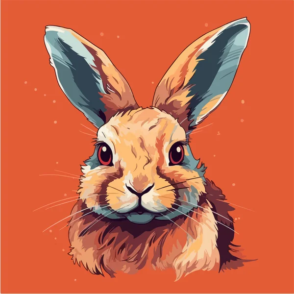 可爱的兔子 棕色的长发 动画风格的手绘矢量插图 — 图库矢量图片