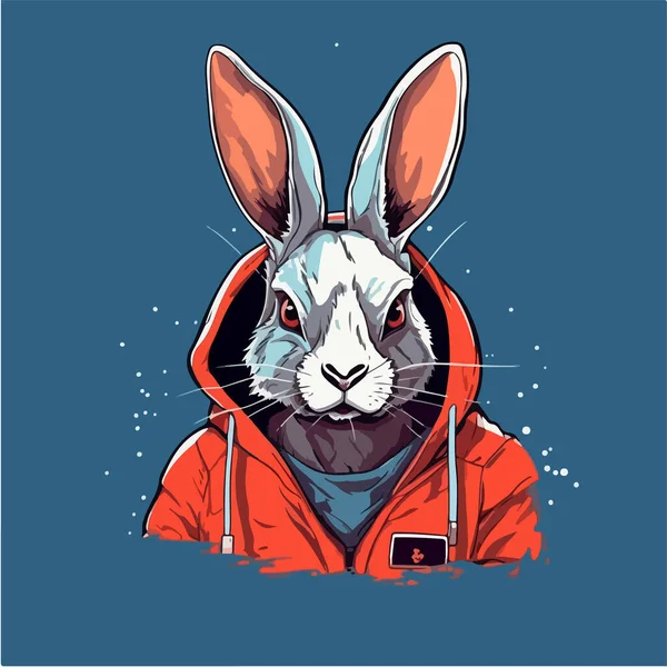 Rabbit Wearing Hood Vector Image Logo Animal Animal Pet — Stock Vector