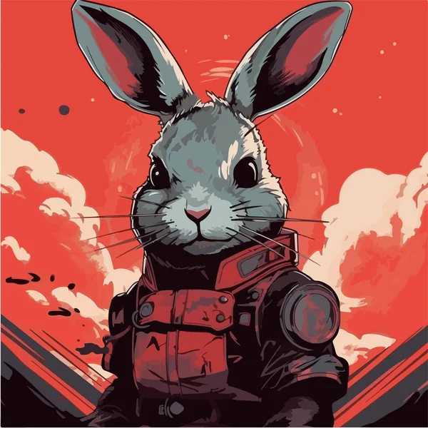 红色背景兔子的矢量图解 — 图库矢量图片