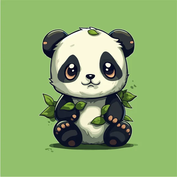 Lindo Panda Una Camisa Verde — Vector de stock