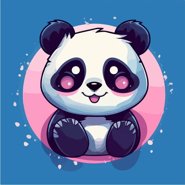 Lindo Panda Dibujos Animados Mascota Logo Diseño — Vector de stock