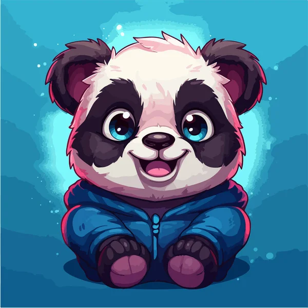 Lindo Panda Dibujos Animados Mascota Diseño Vector — Vector de stock
