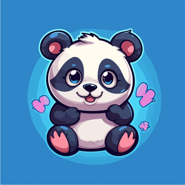 Simpatico Panda Con Grandi Occhi — Vettoriale Stock