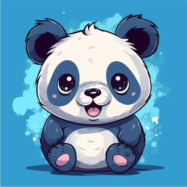 Lindo Oso Panda Dibujo Animado Personaje Vector Ilustración — Vector de stock