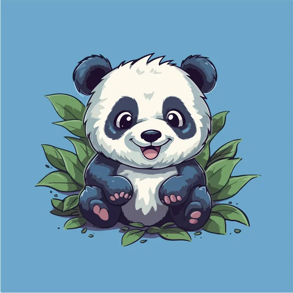 Vector Panda Con Ojos Azules Sobre Fondo Verde — Vector de stock