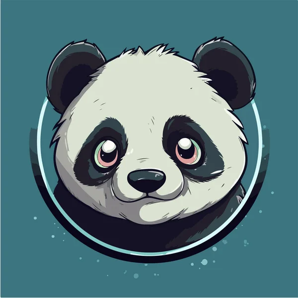 Testa Panda Vettoriale Sfondo Blu Con Cornice Rotonda Animale Illustrazione — Vettoriale Stock