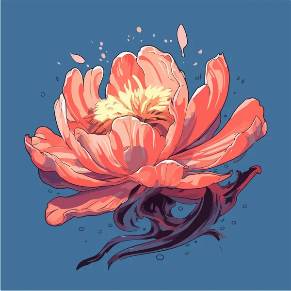 Vacker Blomma Med Abstrakt Akvarell Bakgrund — Stock vektor