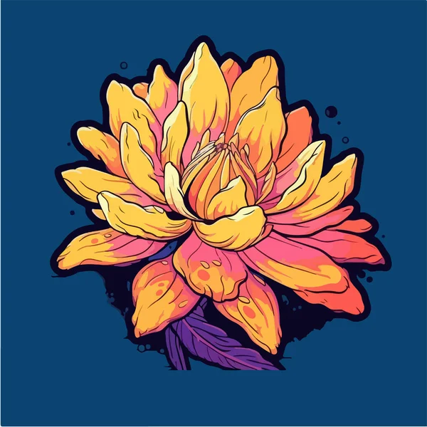 Handritad Lotus Blomma Illustration Svart Färg — Stock vektor