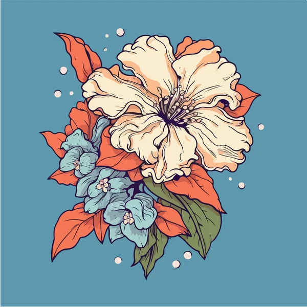Διανυσματική Ζωγραφισμένη Απεικόνιση Λουλούδια — Διανυσματικό Αρχείο
