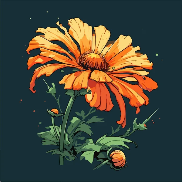 Квітковий Малюнок Рукою Листям — стоковий вектор
