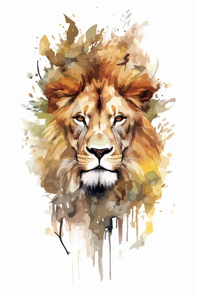 Lion Dans Style Aquarelle — Image vectorielle