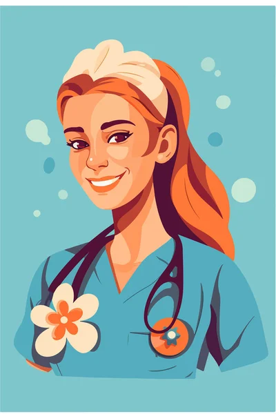 Молодая Медсестра Женщина Форме Медицинской Маске — стоковый вектор
