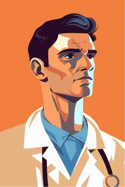Porträt Eines Männlichen Arztes — Stockvektor