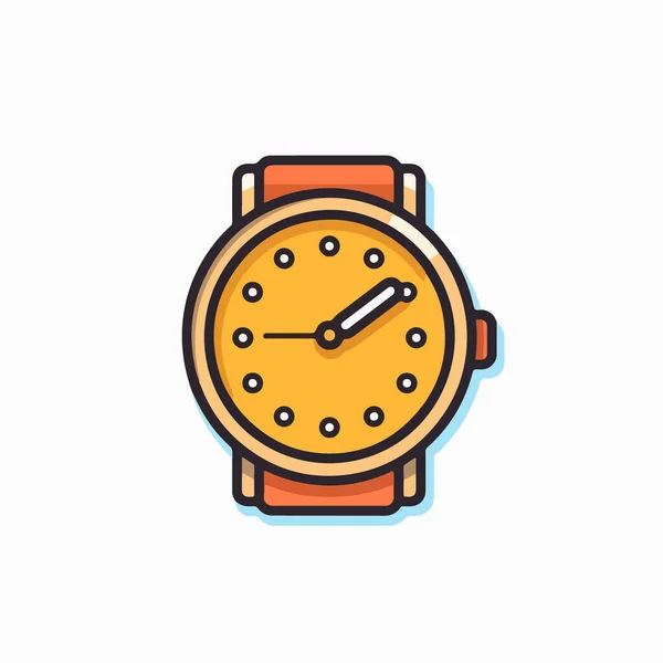 Horloge Vector Vlakke Kleur Pictogram — Stockvector