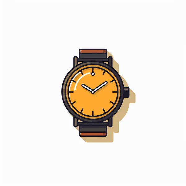 Horloge Vector Platte Pictogram — Stockvector