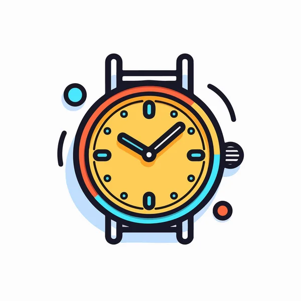 Будильник Время Часы Время Плоская Цветовая Иконка — стоковый вектор
