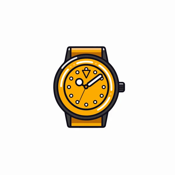 Slim Horloge Icoon Vlakke Kleur Lijn Illustratie Vectorschets Tekening — Stockvector