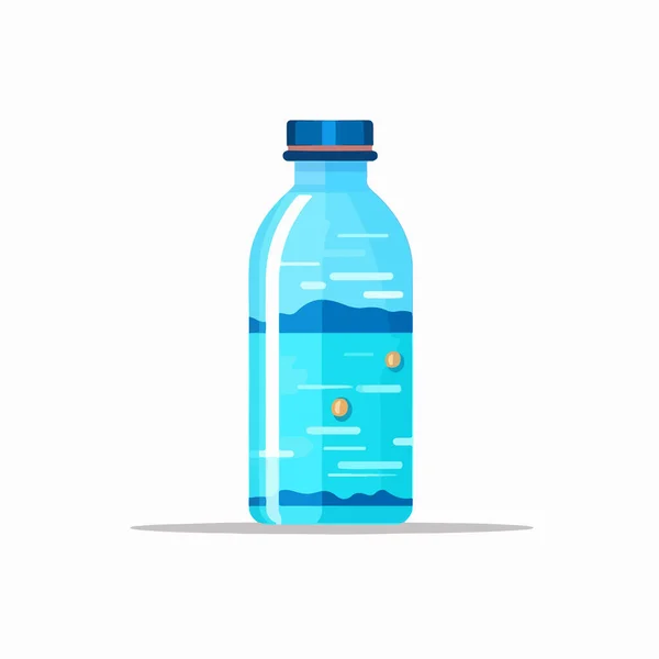 Flasche Wasser Mit Wasser Vektorabbildung Isoliert Auf Weiß — Stockvektor