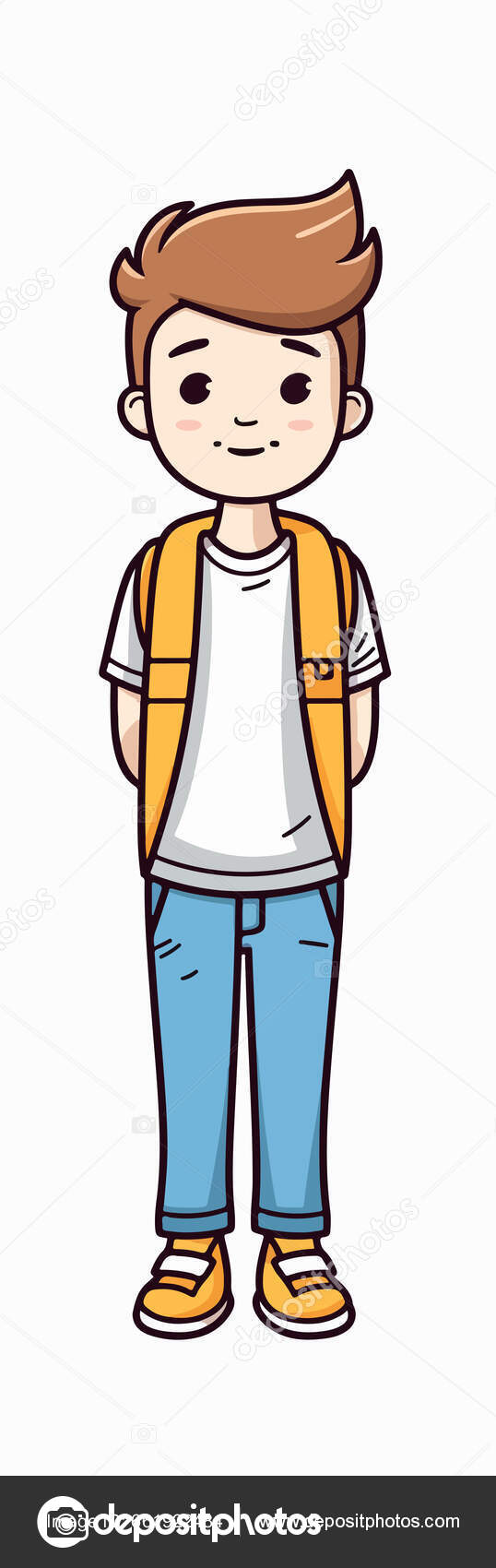 Bonito Menino Estudante Vestindo Mochila Jeans Desenho Animado Vetor  Ilustração vetor(es) de stock de ©nadunprabodana 661922484