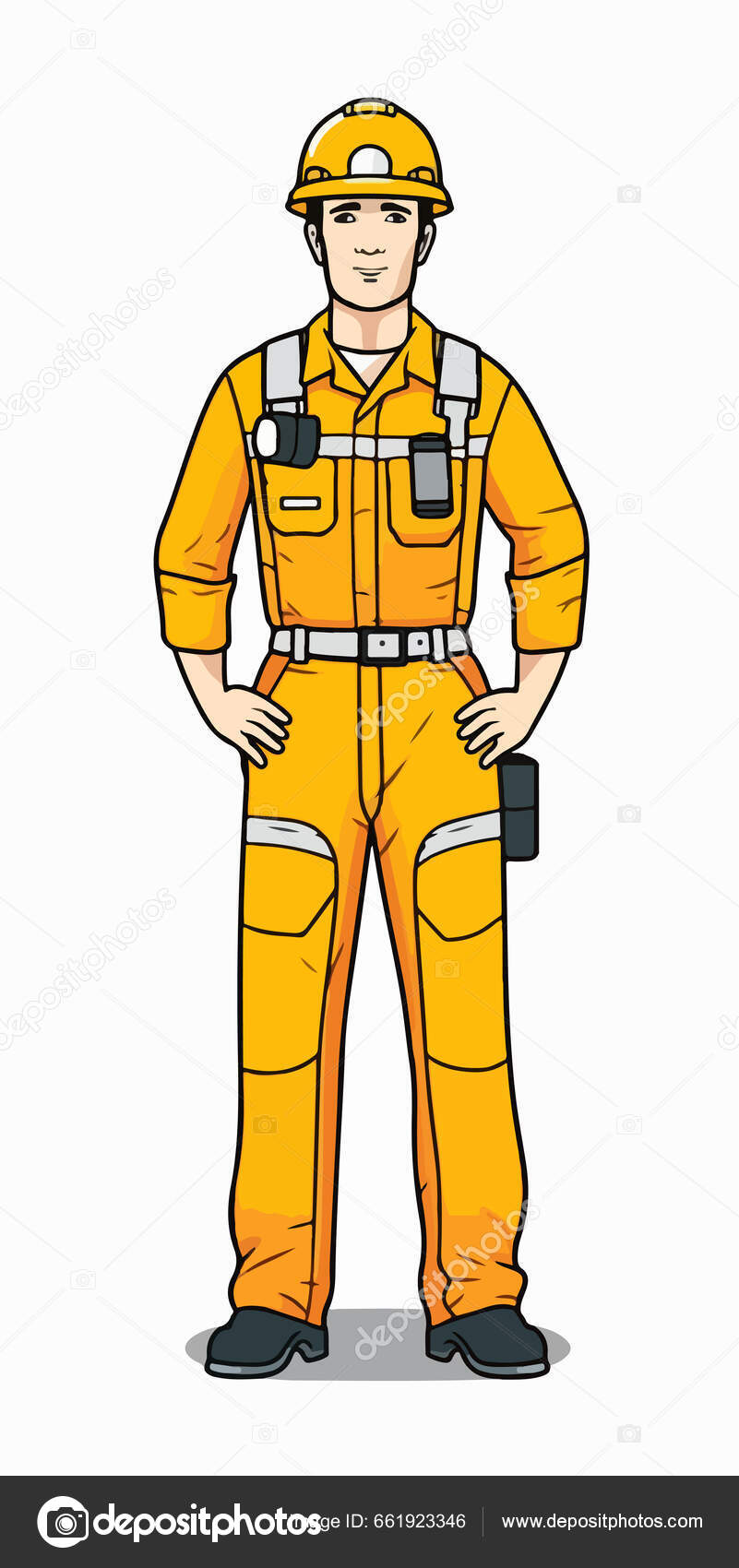 Trabajador Construccion Con Casco Amarillo Vector de stock 661923346 de nadunprabodana