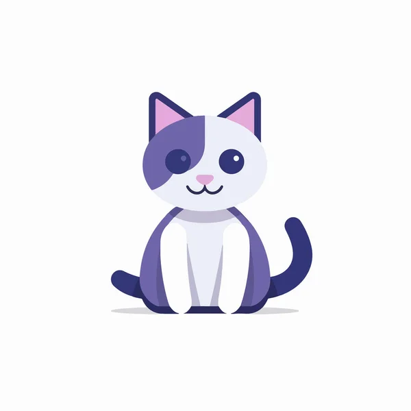 Cute Cat Icon Flat Design — Stock Vector