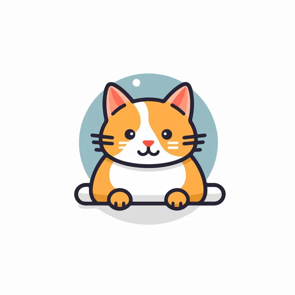 Cute Cat Flat Icon Vector Illustration — Stock Vector